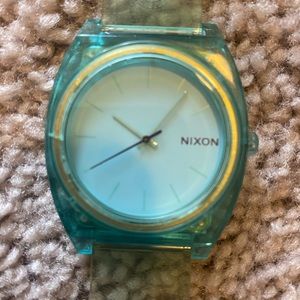 Blue silicon Nixon time teller P watch
